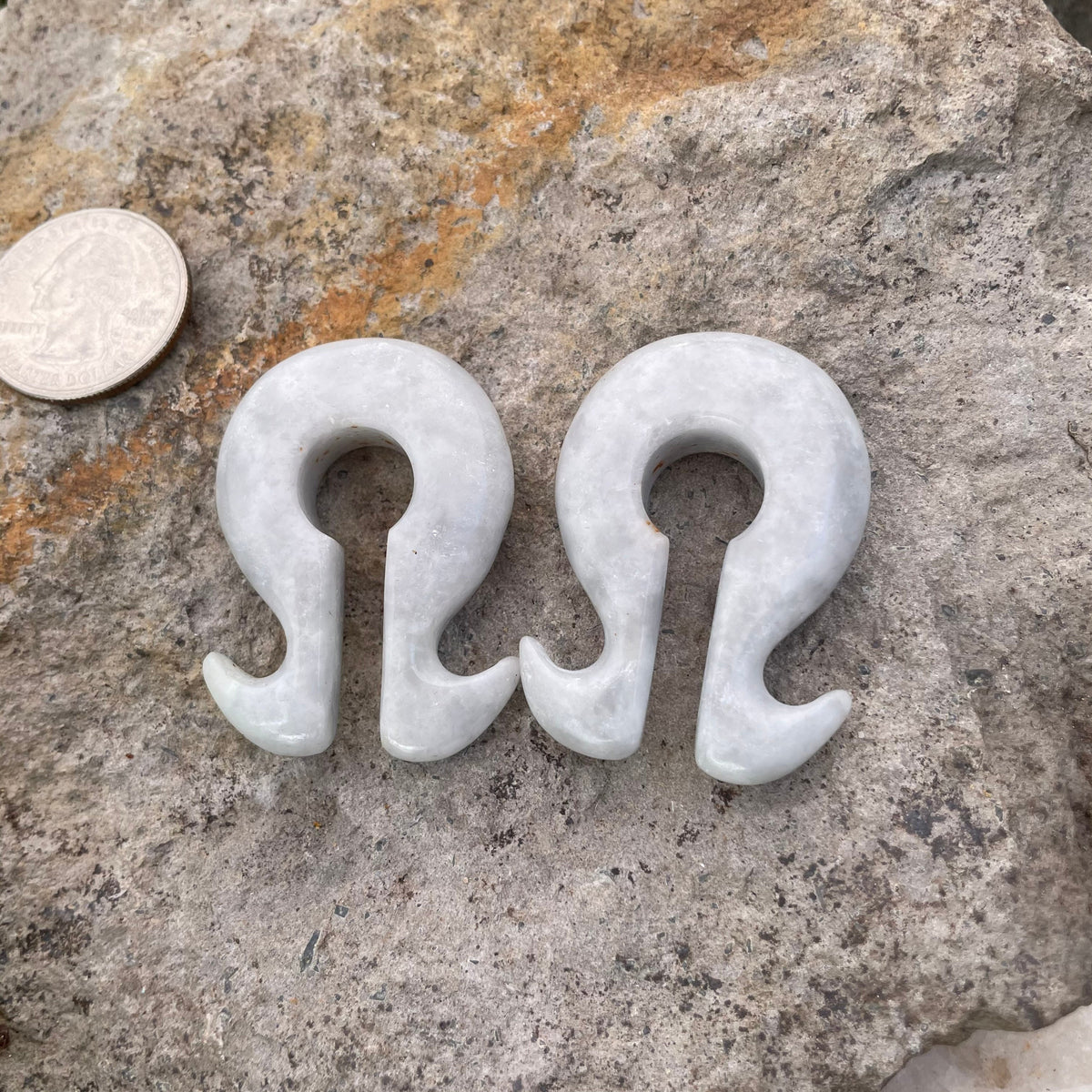 OOAK Jadeite Omega Ear Hangers – 7/16" (11mm)