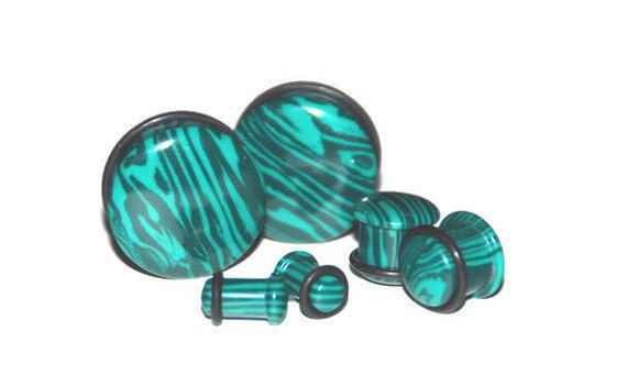 Synthetic Malachite Plugs – Single Flared Gauges