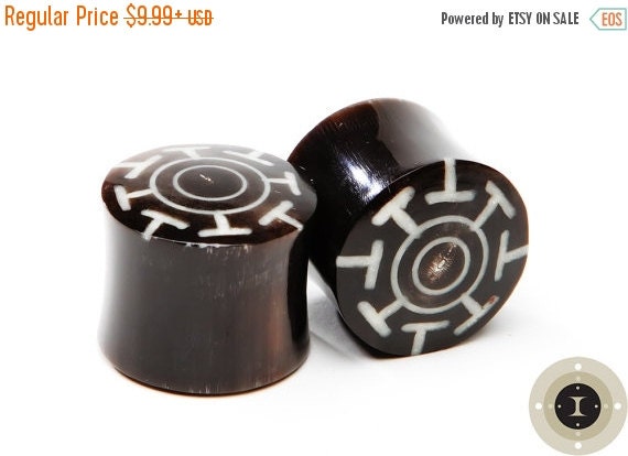 Reversible Horn Plugs with Bone Inlay – Double Flared