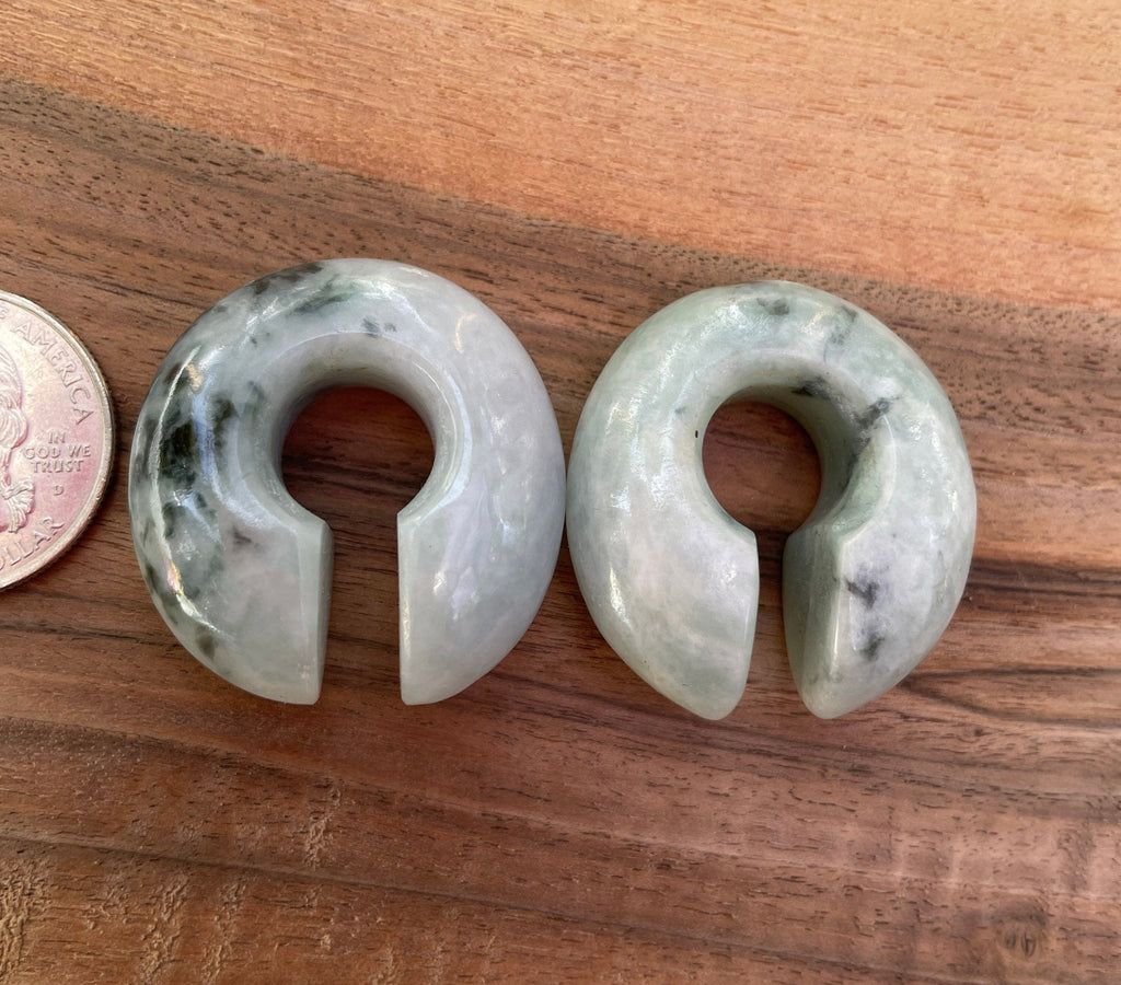 OOAK Green Jadeite Donut Earrings – 1/2" (13mm)