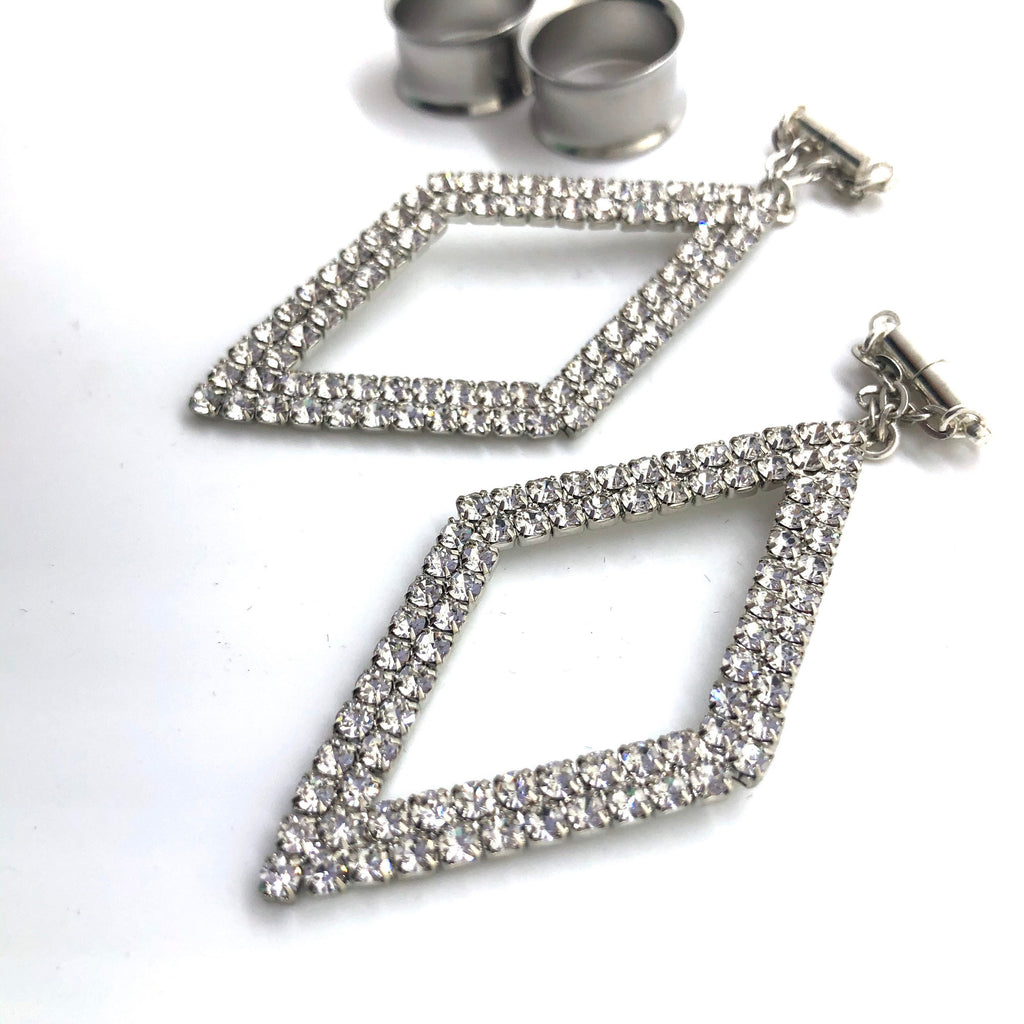 Sparkling Rhinestone Magnetic Clasp Gauged Earrings