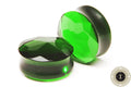 Green Faceted Glass Plugs – Double Flared Ear Gauges