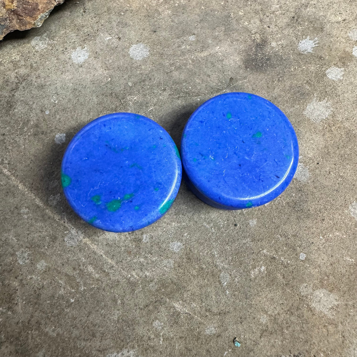 OOAK Azurite Plugs – 7/8" (22mm) Double Flared