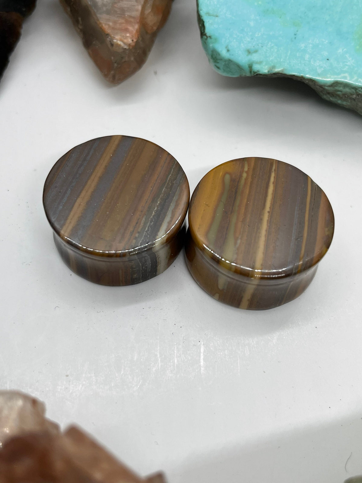 OOAK Tiger Iron Stone Plugs – 7/8" (22mm) Double Flared