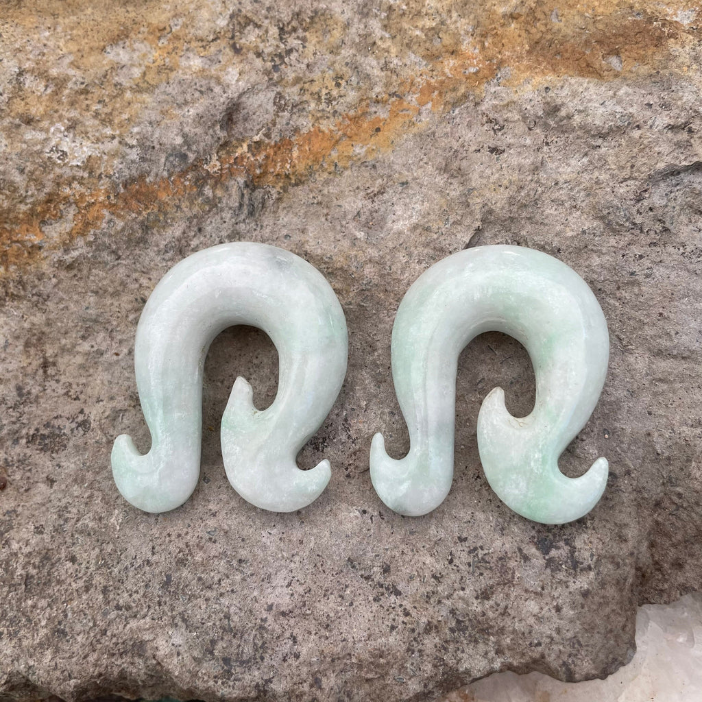 OOAK Jadeite Wave Hook Earrings – 1/2" (13mm)