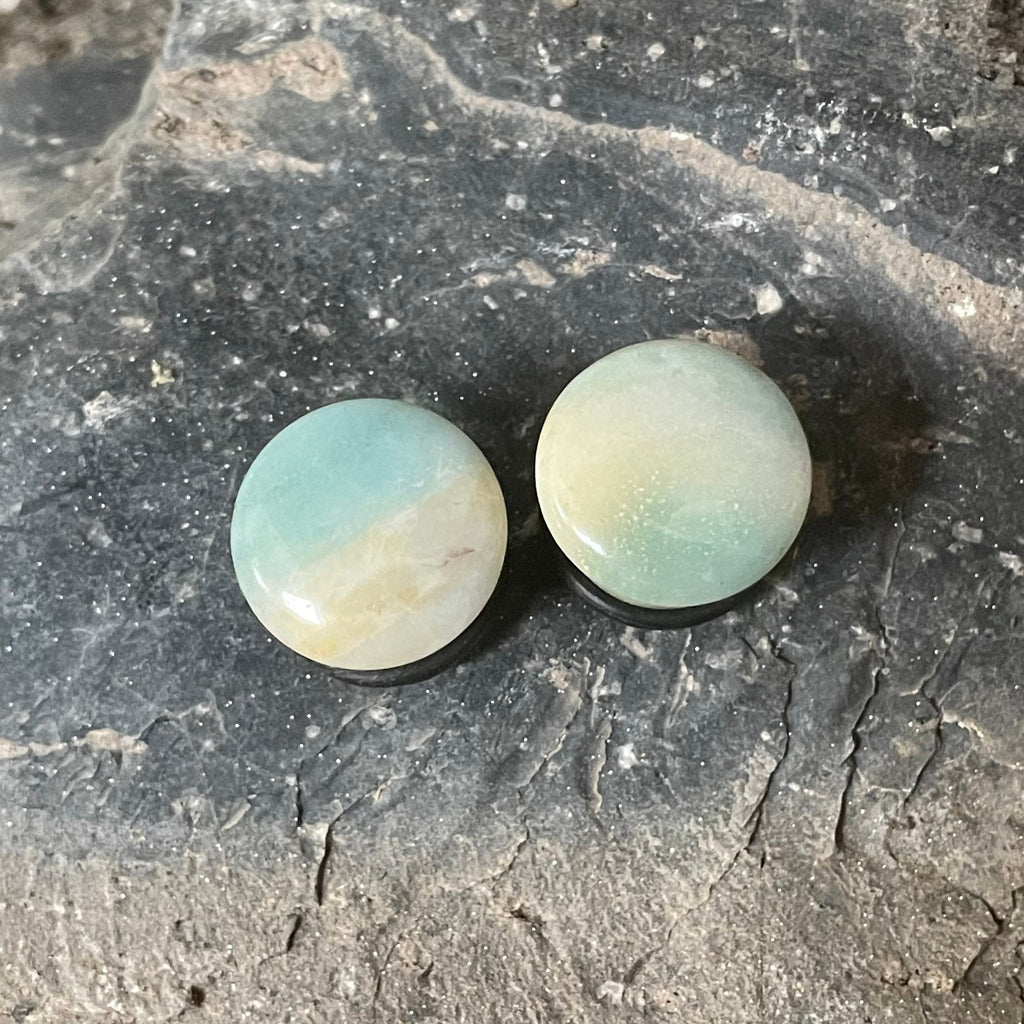 OOAK Amazonite Plugs – 9/16" (14mm) Single Flared