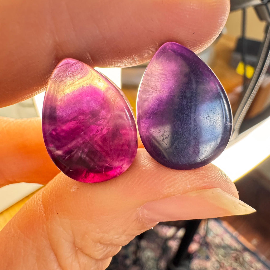 OOAK Purple Fluorite Teardrop Plugs – 5/8" (16mm)
