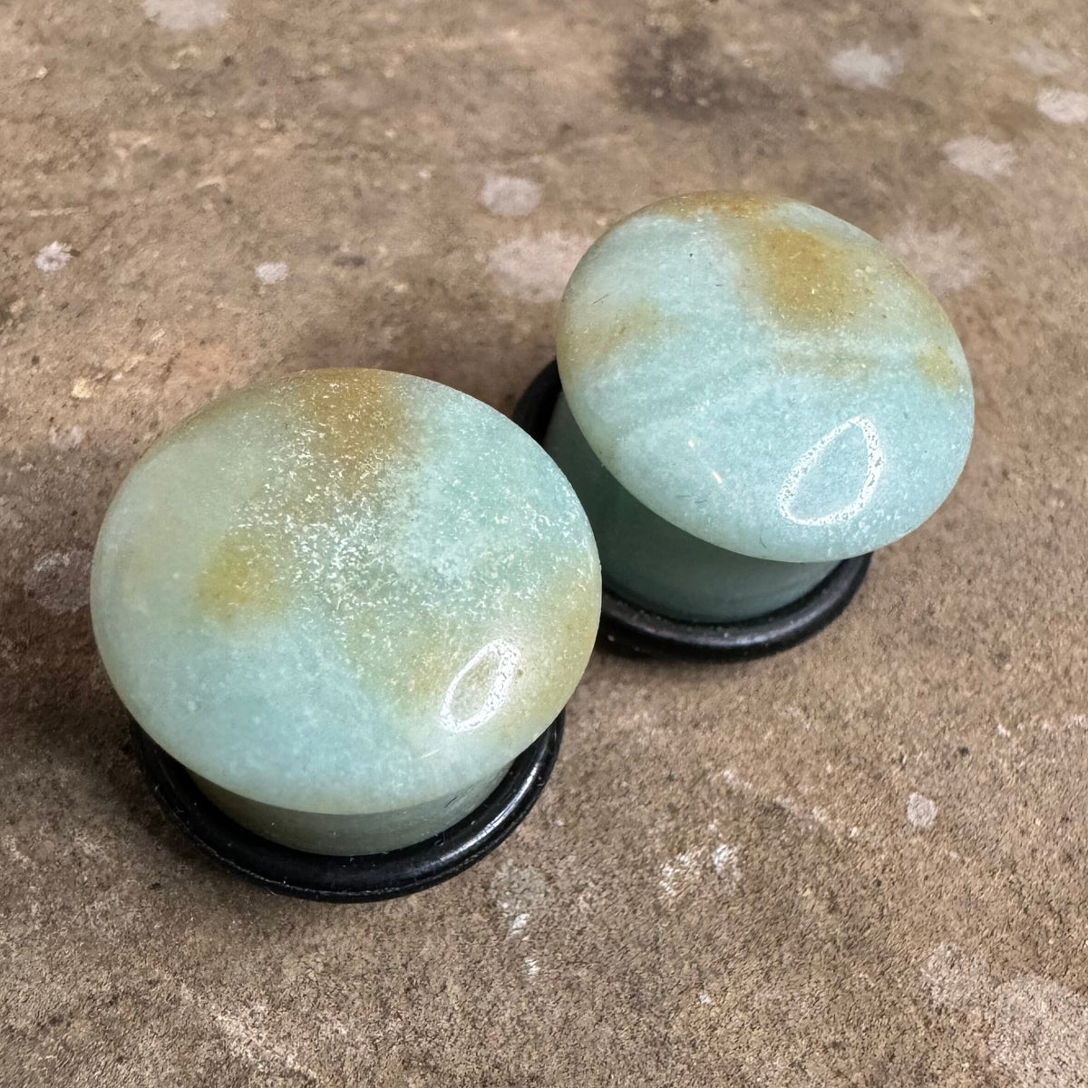 OOAK Amazonite Plugs – 9/16" (14mm) Single Flared