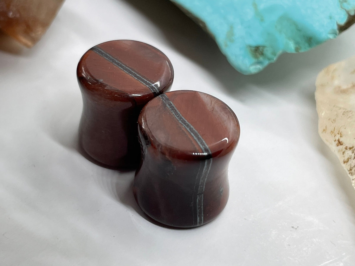 OOAK Red Tiger’s Eye Plugs – 7/16" (11mm)