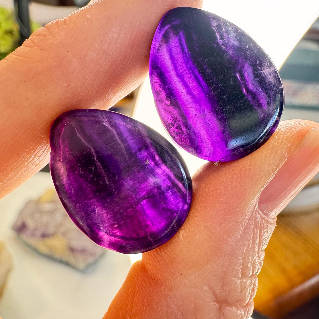 OOAK Purple Fluorite Teardrop Plugs – 3/4" (19mm)