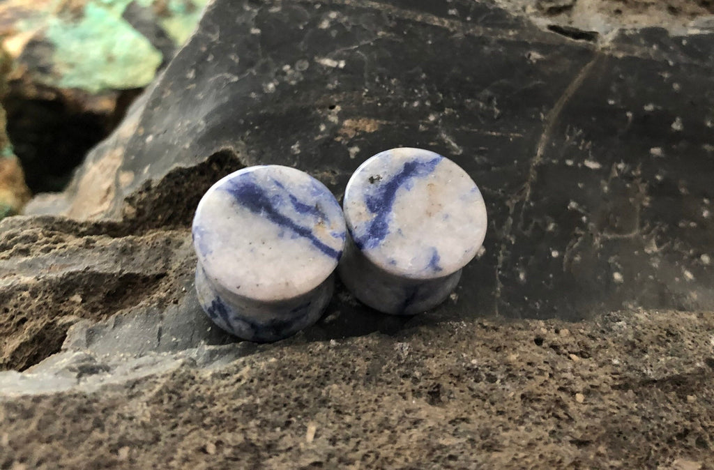OOAK Sodalite Stone Plugs – 9/16" (14mm)