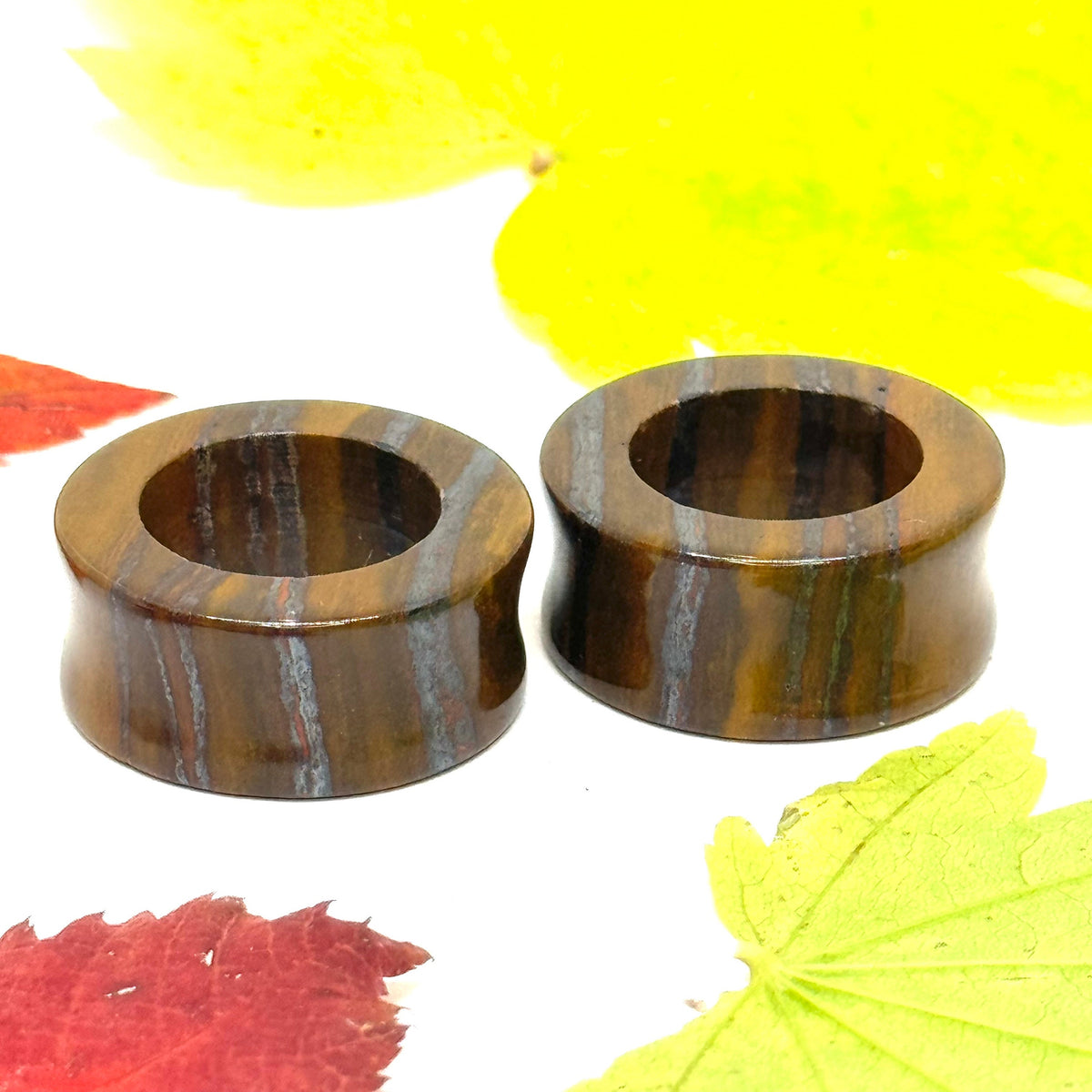 OOAK Tiger Iron Stone Tunnels – 1" (25mm)