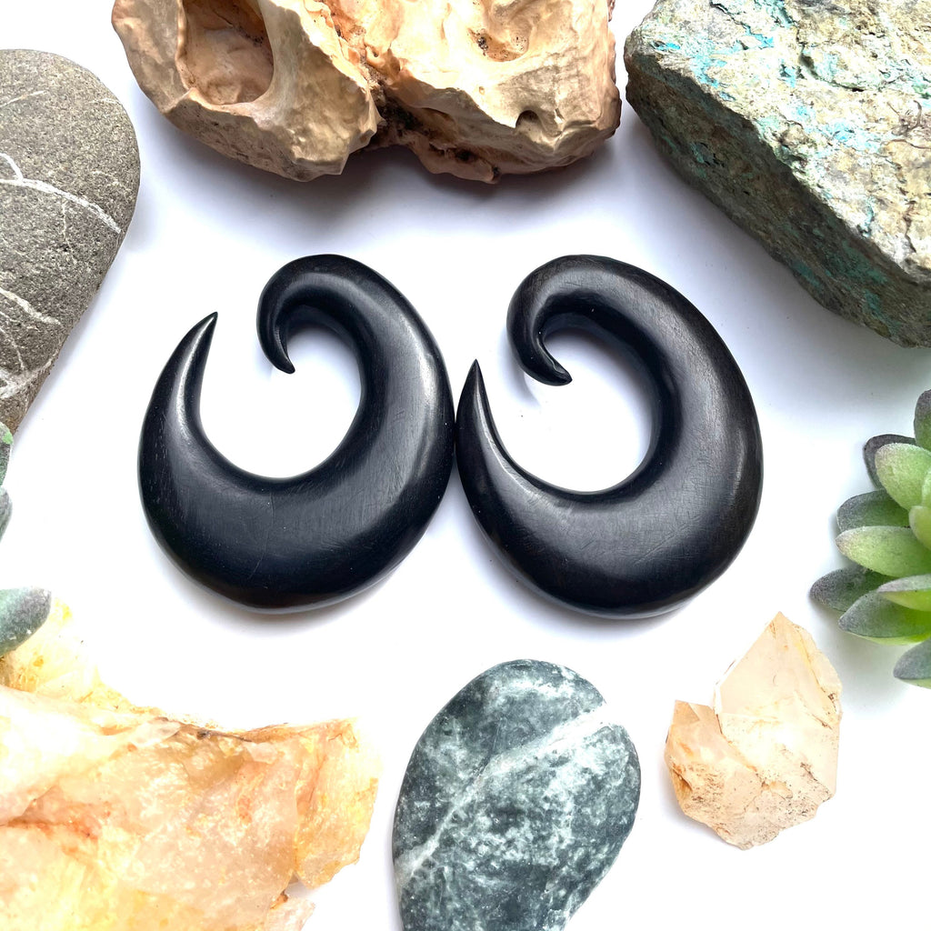 Classic Ebony Wood Thick Hoop Earrings – Limited Stock