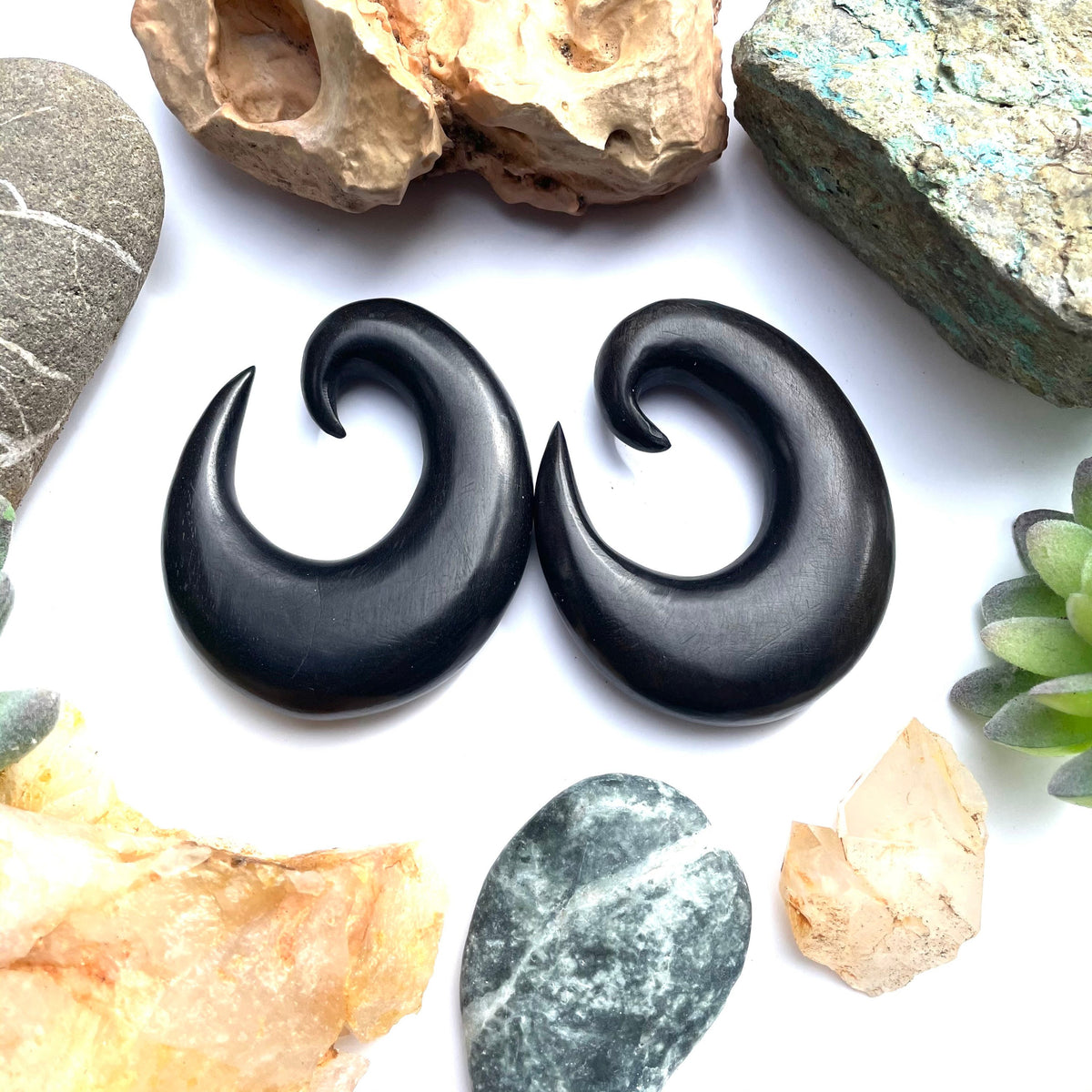 Classic Ebony Wood Thick Hoop Earrings – Limited Stock