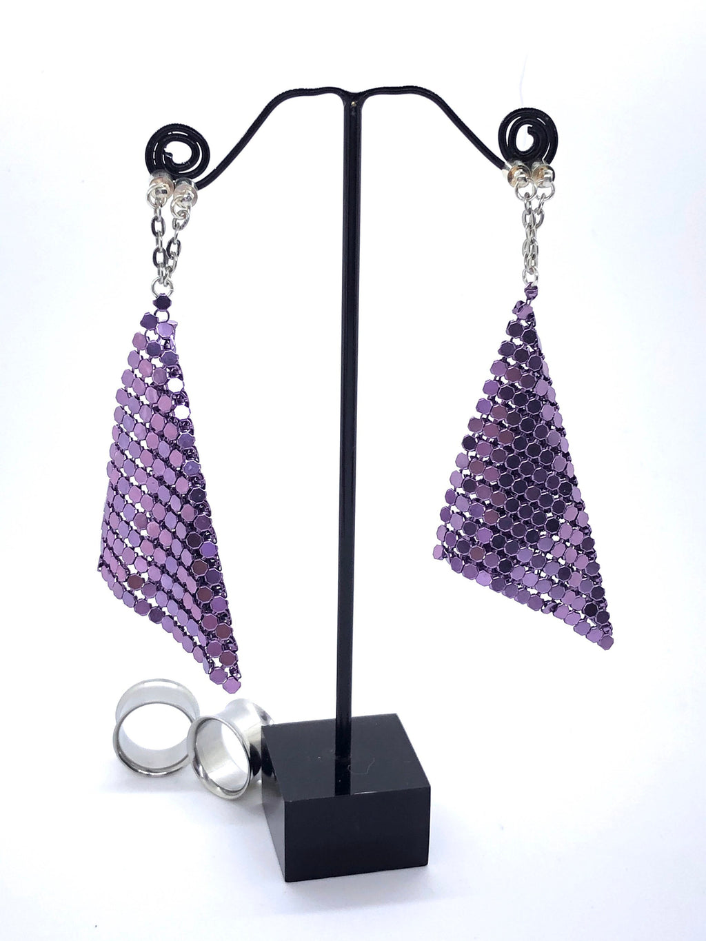 Purple Magnetic Clasp Gauged Earrings – Tunnel Hangers
