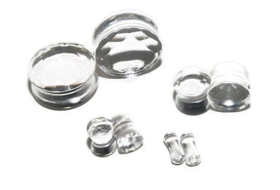 Clear Faceted Glass Plugs – Double Flared