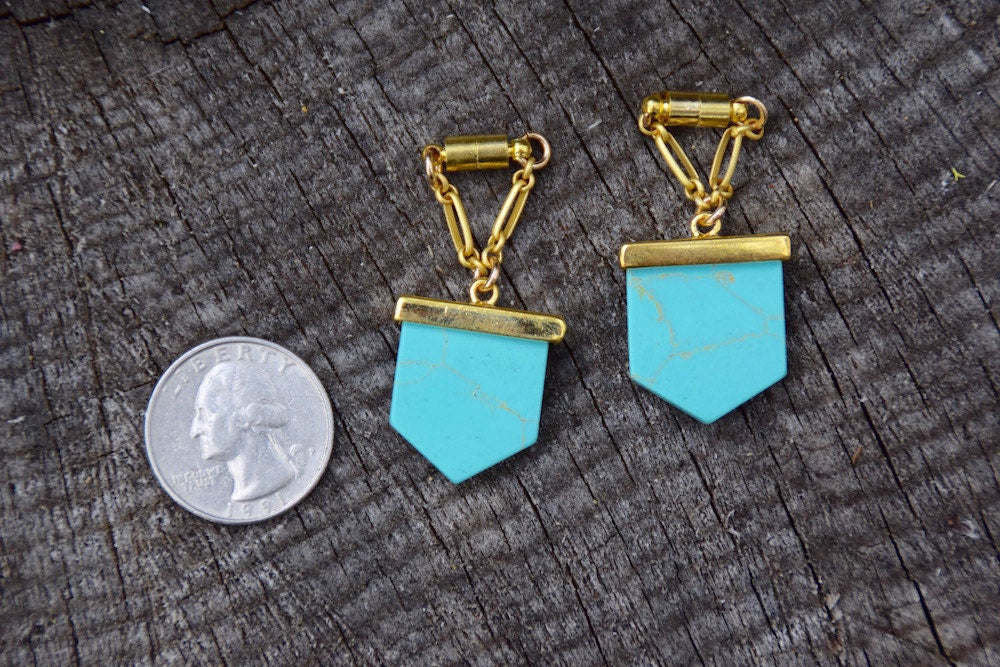 Turquoise Magnetic Clasp Gauged Earrings – Ear Hangers