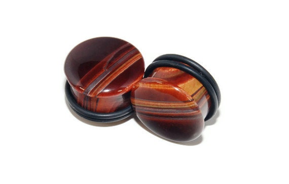 Red Tiger's Eye Plugs – Single Flared Stone Gauges