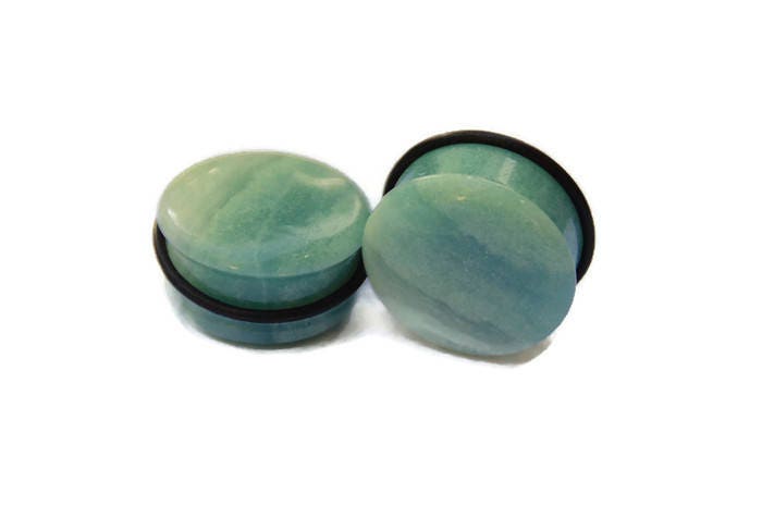 Blue Amazonite Plugs – Single Flared Stone Gauges
