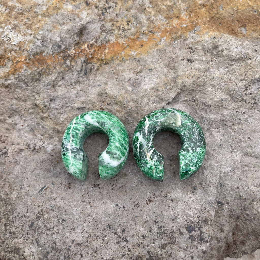 OOAK Green Marble Donut Ear Hangers – 00g (9.5mm)