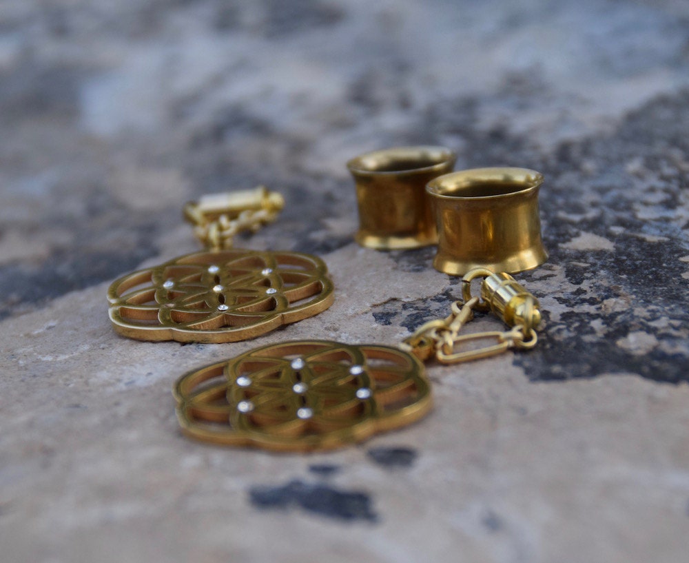 Seed of Life Magnetic Clasp Gauged Earrings