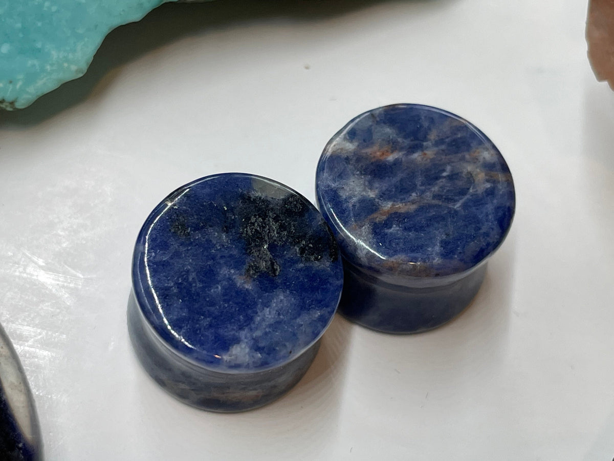 OOAK White-Inclusion Sodalite Plugs – 9/16" (14mm)