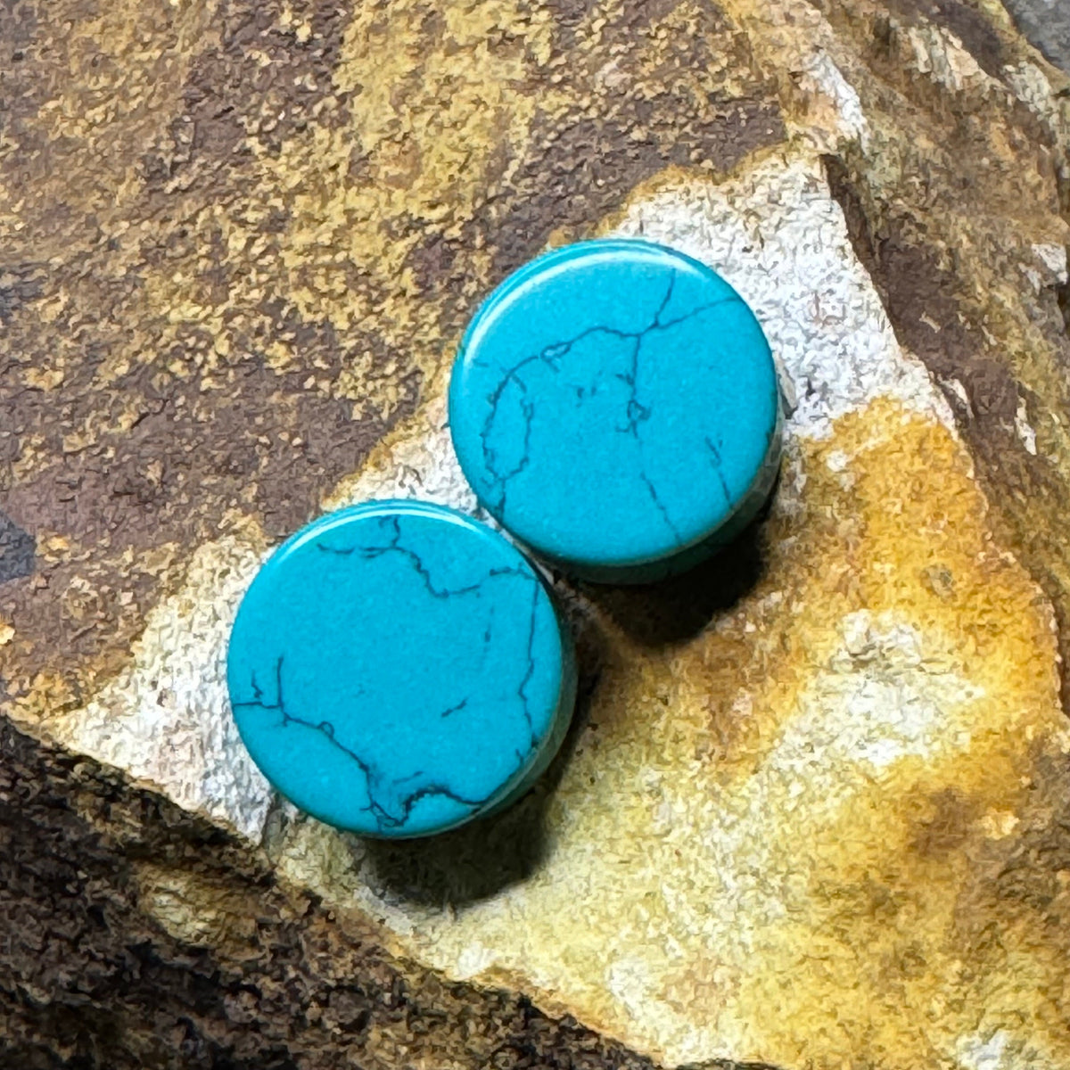 OOAK Synthetic Turquoise Plugs – 3/4" (19mm) Double Flared