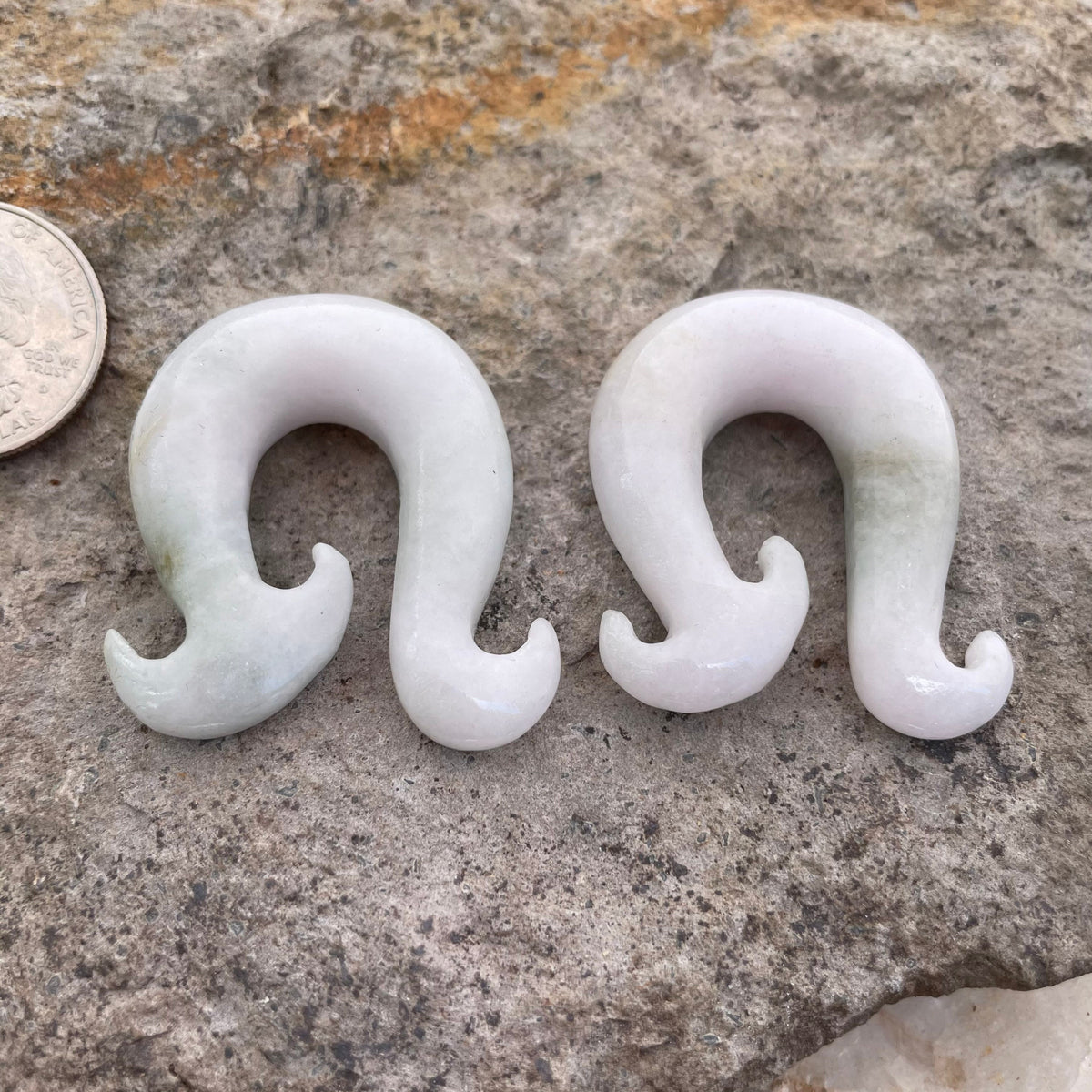 OOAK Jadeite Wave Hook Earrings – 7/16" (11mm)