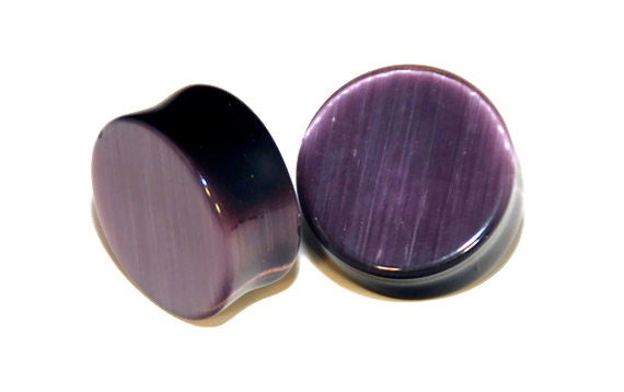 Purple Cat's Eye Glass Plugs – Double Flared Gauges