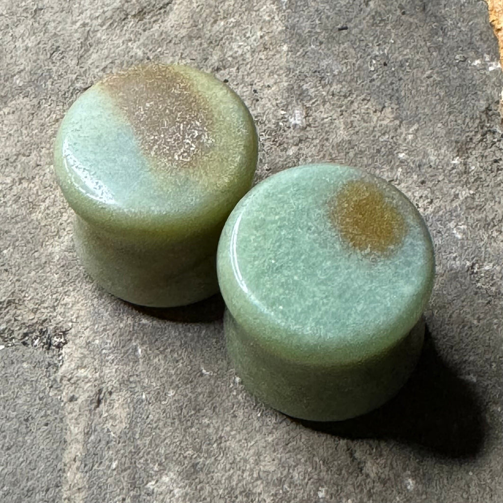 OOAK Amazonite Stone Plugs – 9/16" (14mm) Double Flared