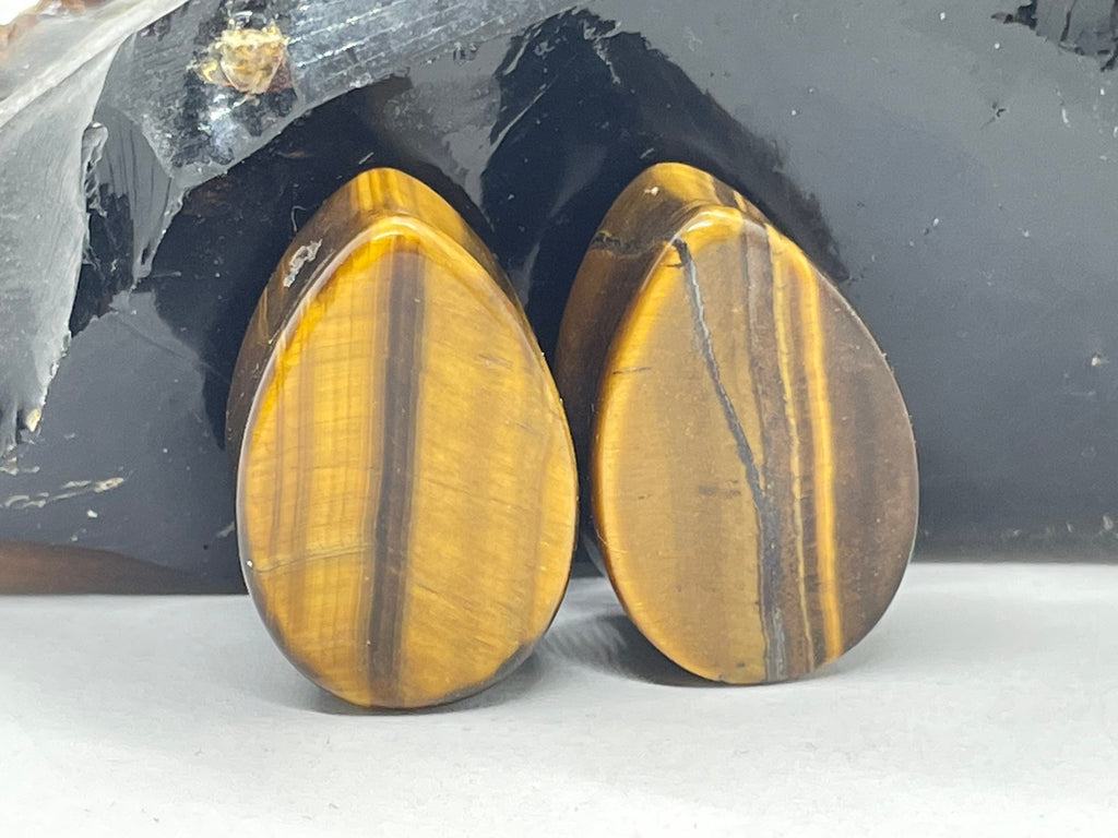 OOAK Brown Tiger’s Eye Teardrop Plugs – 7/8" (22mm)