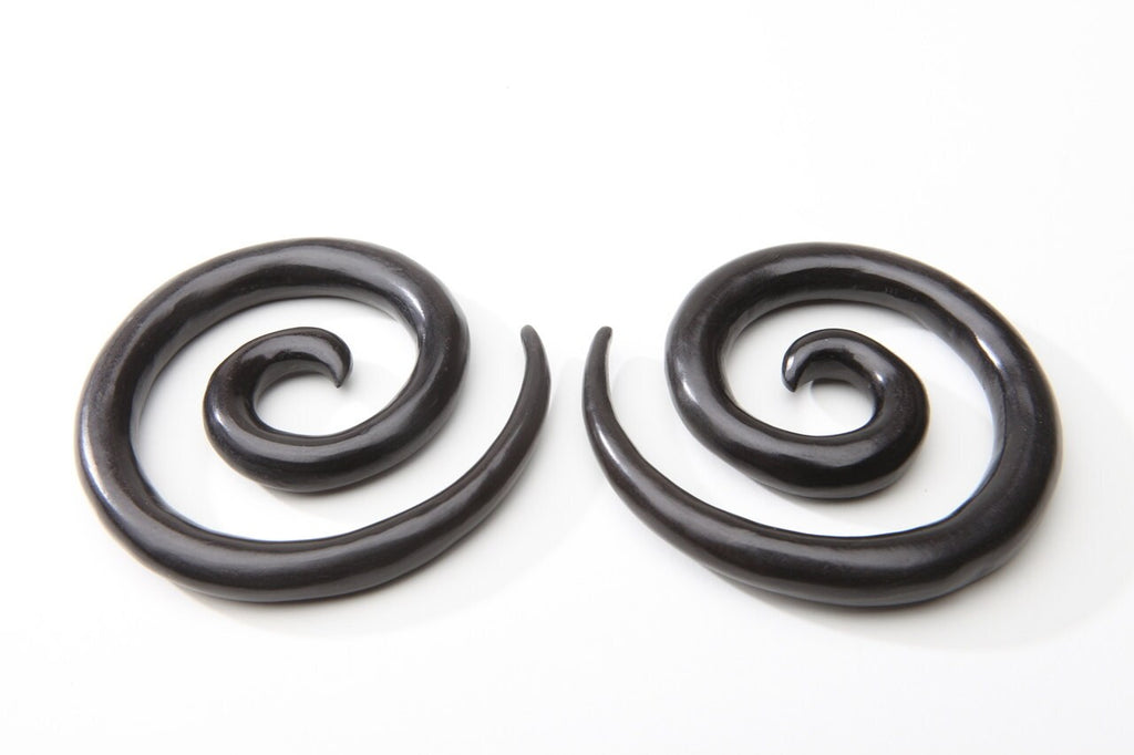 Ebony Wood Super Spiral Earrings – Gauged Hoops
