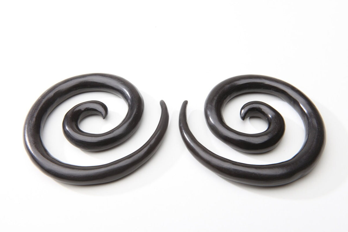 Ebony Wood Super Spiral Earrings – Gauged Hoops