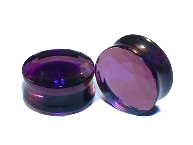Purple Faceted Glass Plugs – Double Flared Gauges