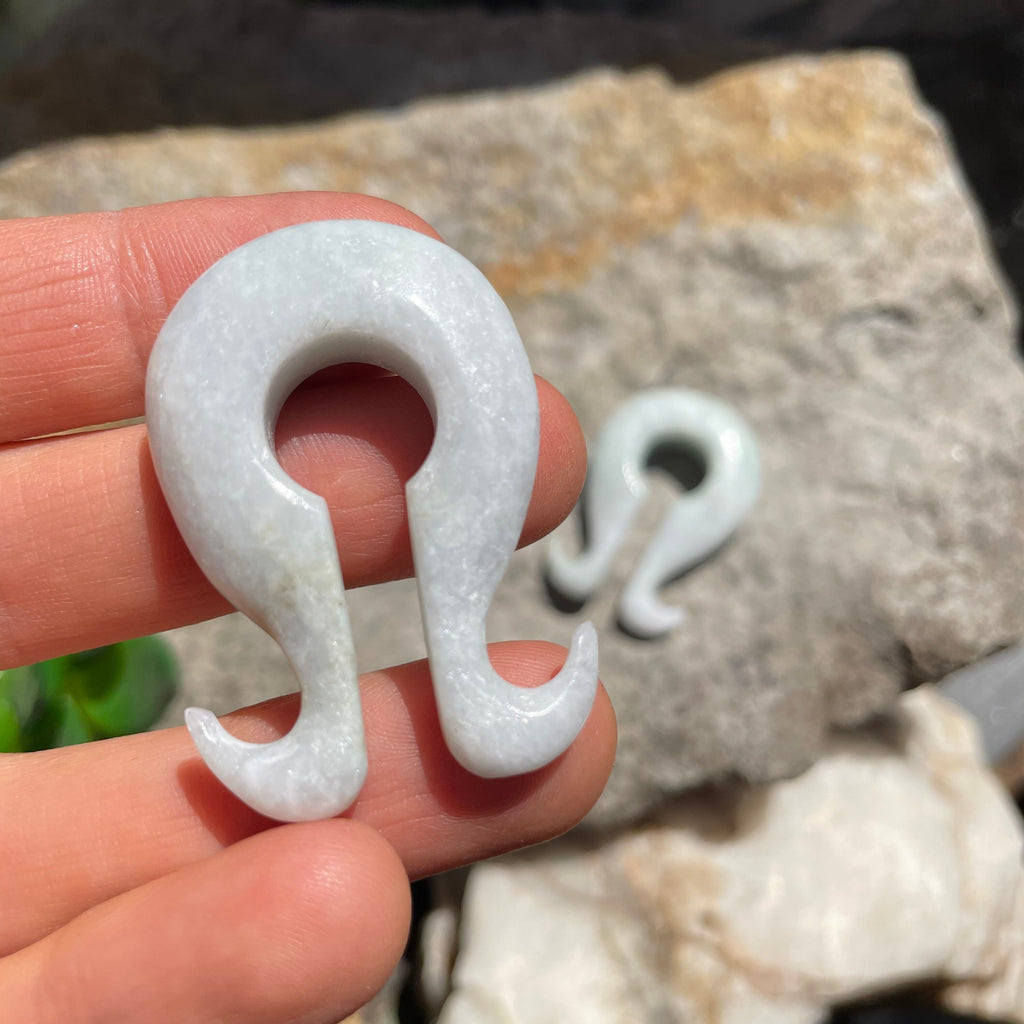 OOAK Jadeite Omega Ear Hangers – 00g (9.5mm)