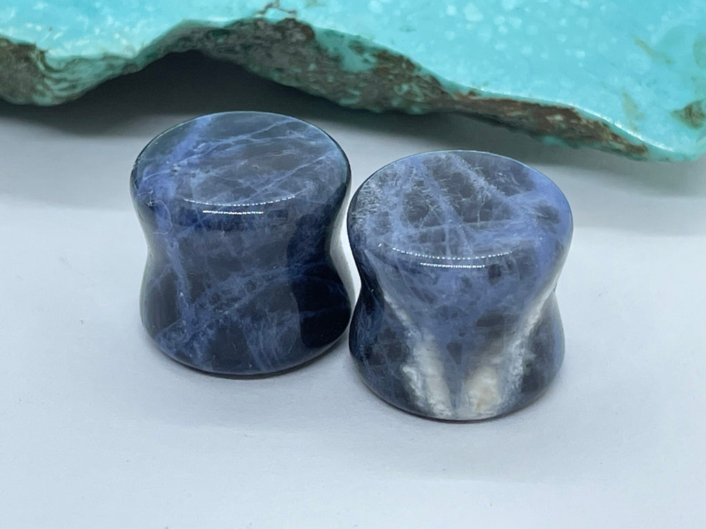 OOAK Sodalite Stone Plugs – 9/16" (14mm)