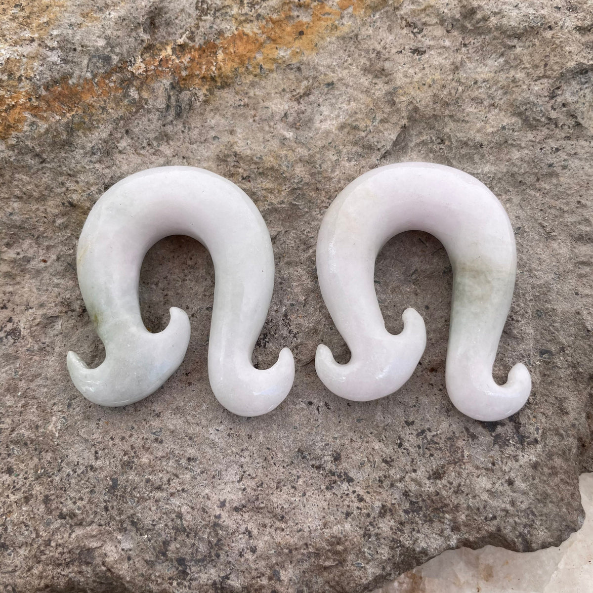 OOAK Jadeite Wave Hook Earrings – 7/16" (11mm)