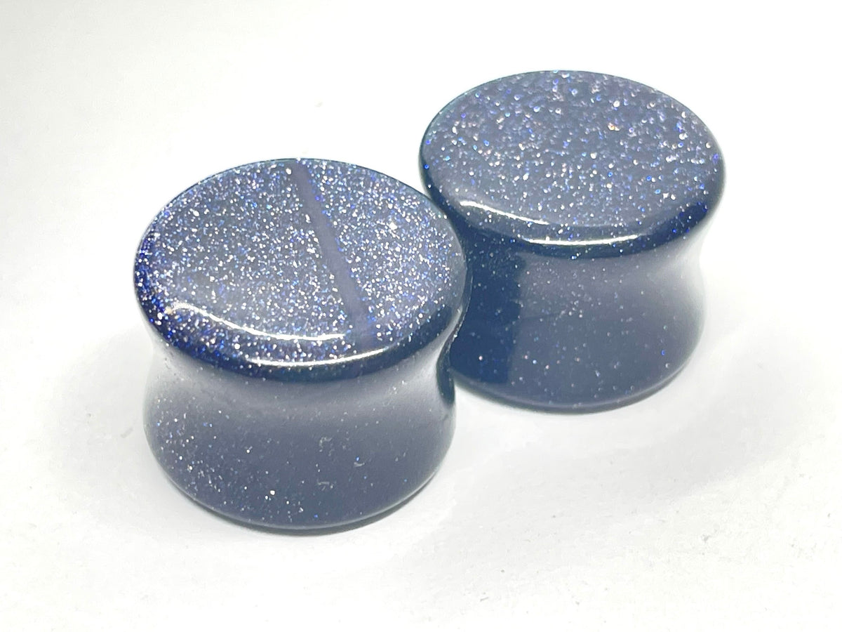 OOAK Blue Goldstone Plugs – 5/8" (16mm) Double Flared