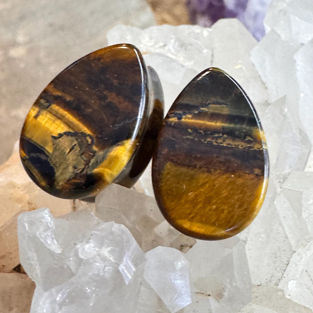 OOAK Brown Tiger’s Eye Teardrop Plugs – 9/16" (14mm)