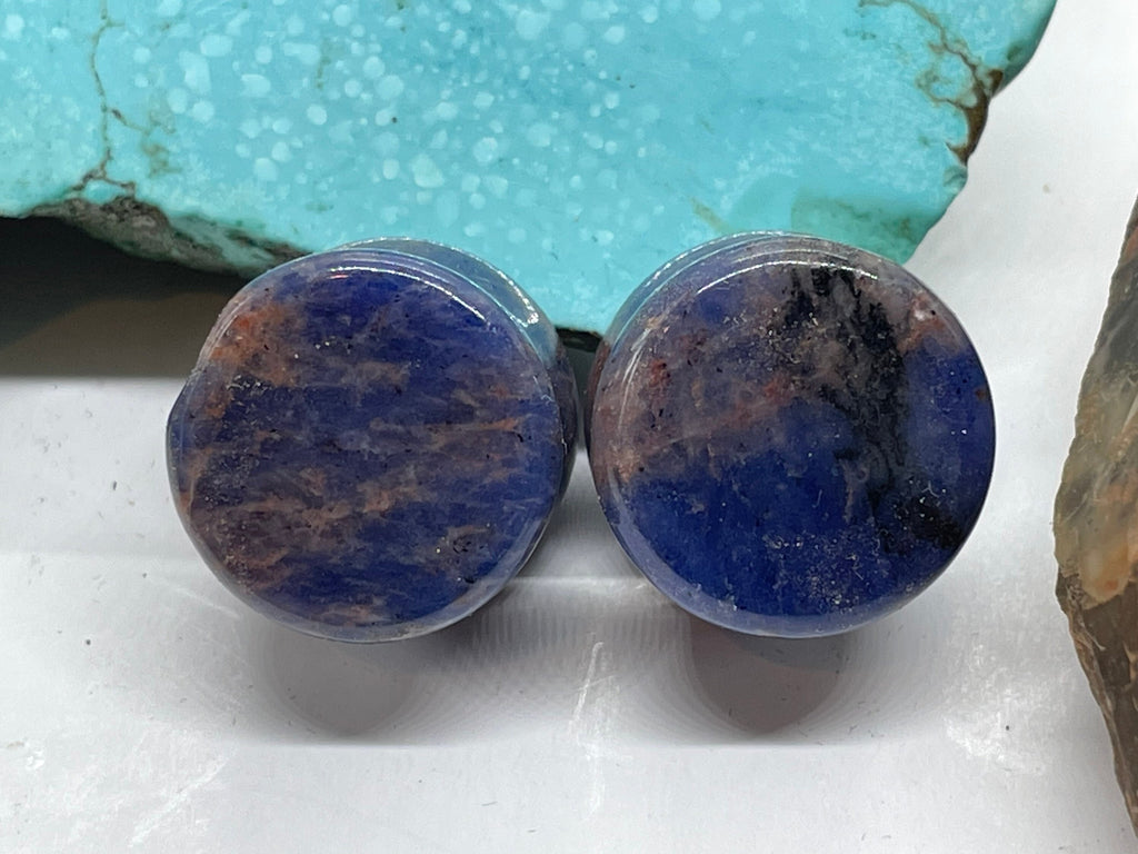 OOAK Blue Sodalite Stone Plugs – 5/8" (16mm)