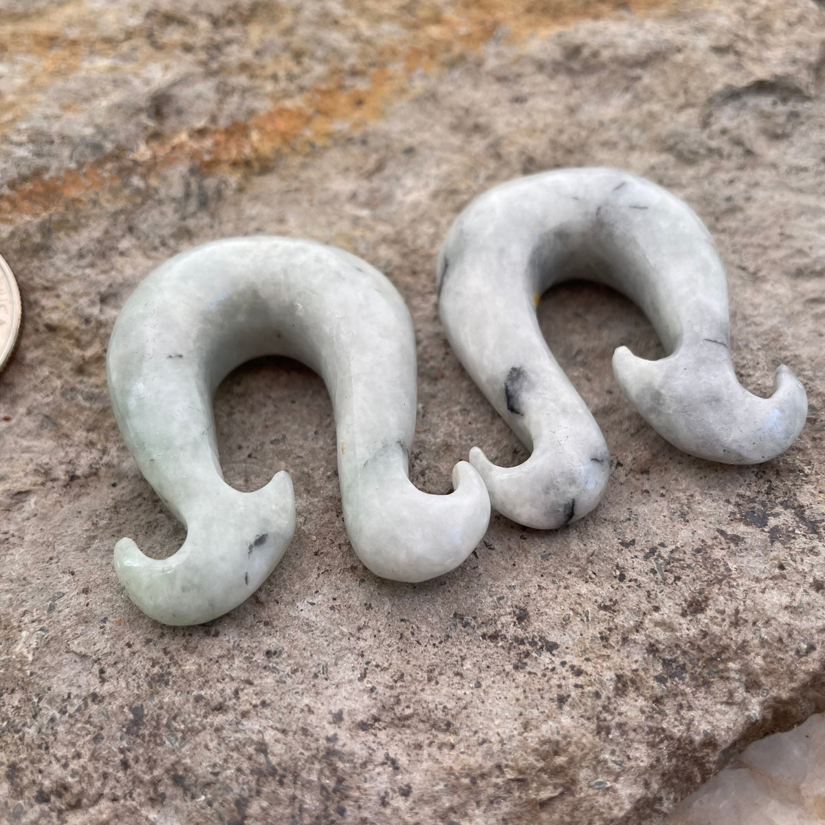 OOAK Jadeite Wave Hook Earrings – 9/16" (14mm)