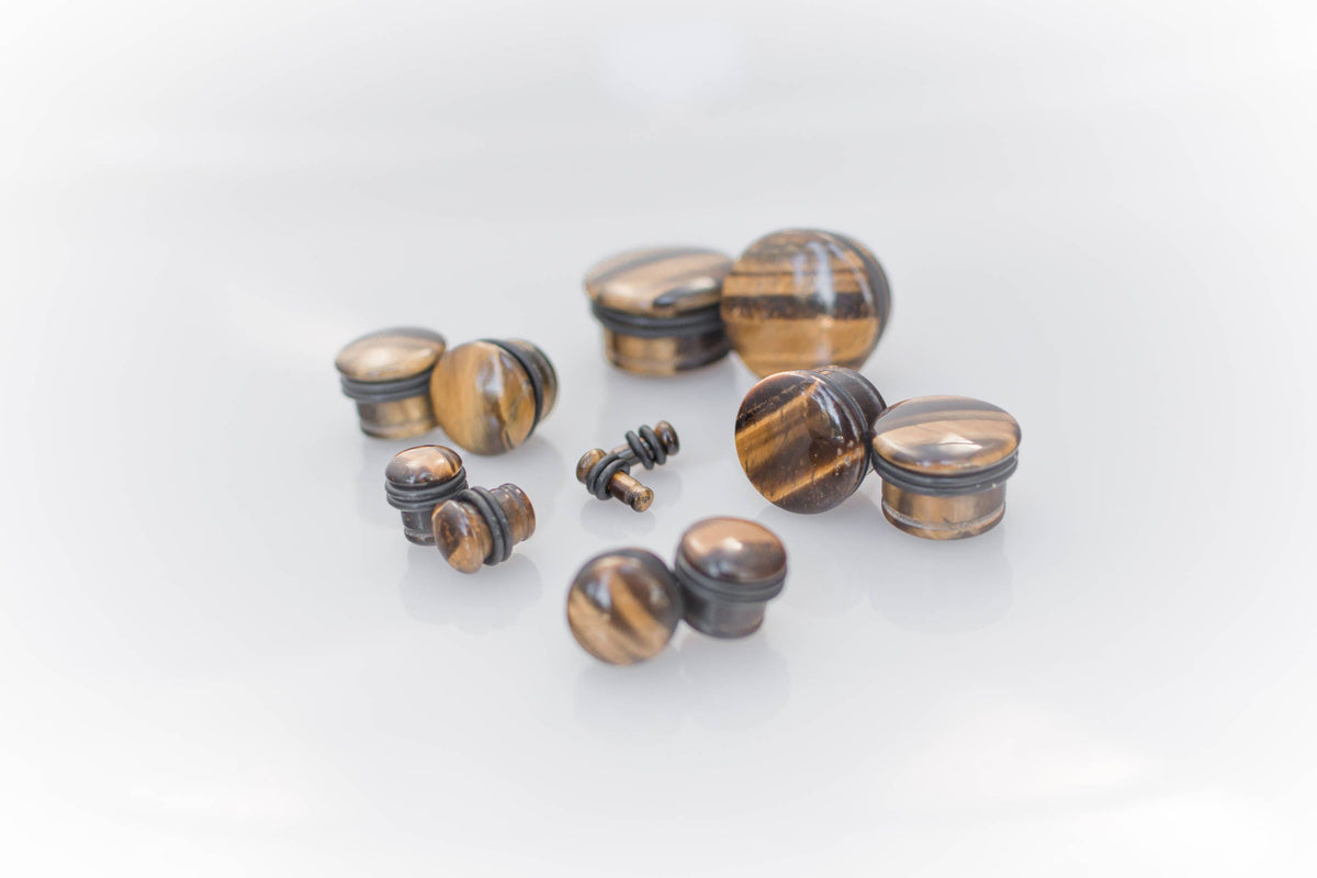 Brown Tiger's Eye Plugs – Single Flared Stone Ear Gauges