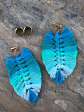 Blue Multicolor Tassel Magnetic Clasp Gauged Earrings
