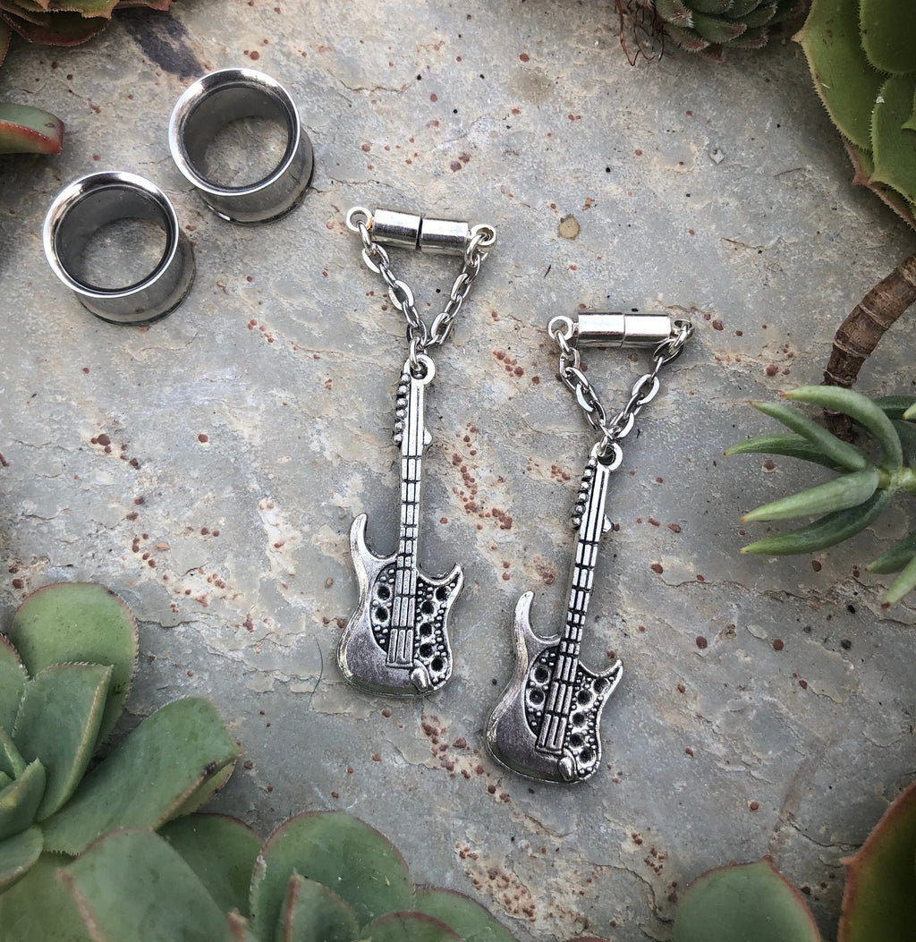 Electric Guitar Magnetic Clasp Gauged Earrings