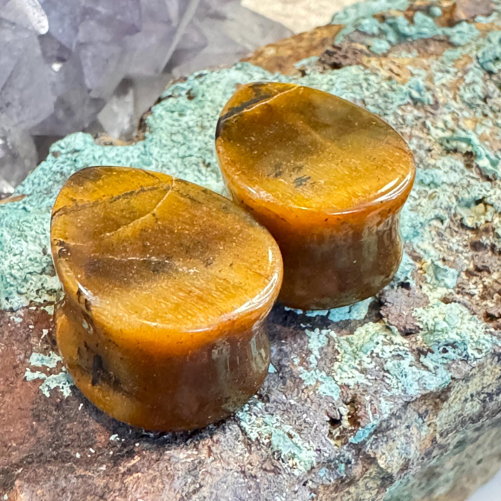 OOAK Brown Tiger’s Eye Teardrop Plugs – 3/4" (19mm)