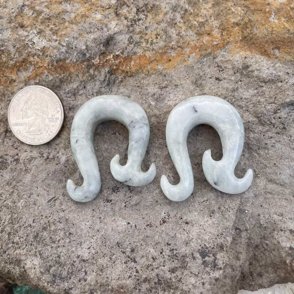 OOAK Pale Sage Jadeite Wave Hooks – 00g (9.5mm)