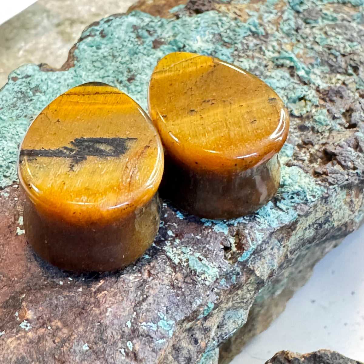 OOAK Brown Tiger’s Eye Teardrop Plugs – 3/4" (19mm)