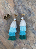 Multicolor Tassel Magnetic Clasp Gauged Earrings