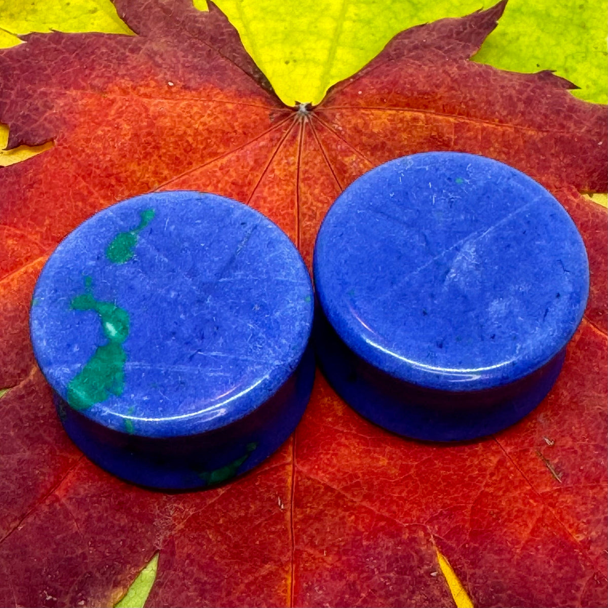 OOAK Azurite Stone Tunnels – 7/8" (22mm)
