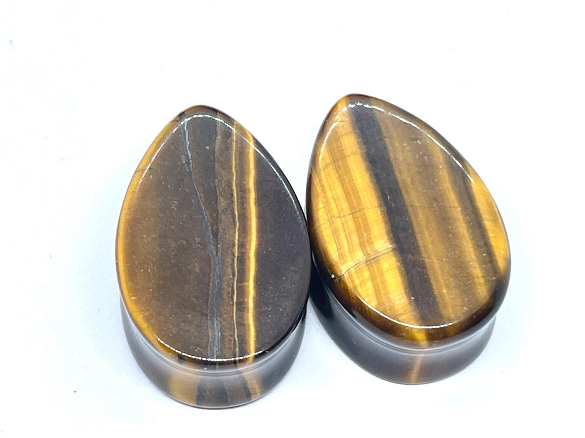 OOAK Brown Tiger’s Eye Teardrop Plugs – 7/8" (22mm)